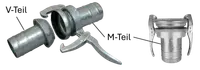 Perrot-Kupplung mit Vater- und Mutterteil, in Ausführung F-150mm und G-200mm (mit 2 Hebeln)
